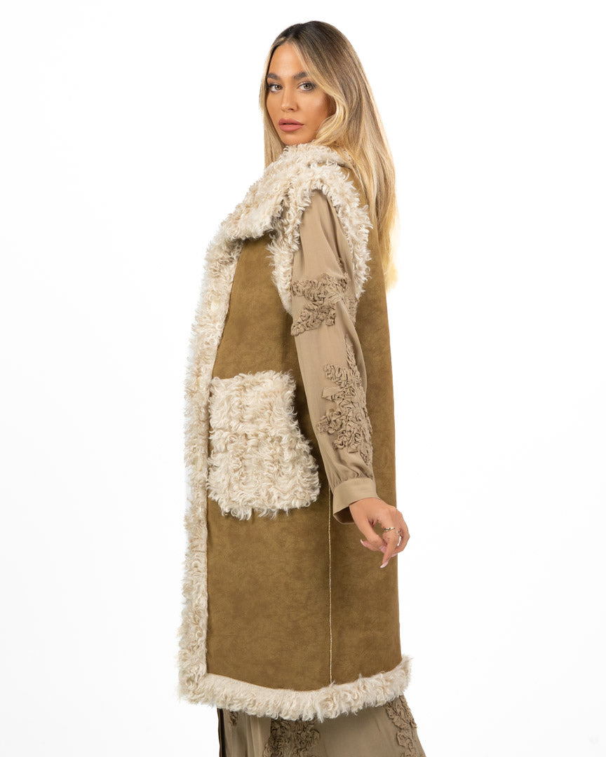 Gilet Lungo in camoscio - Berti Mode Collection
