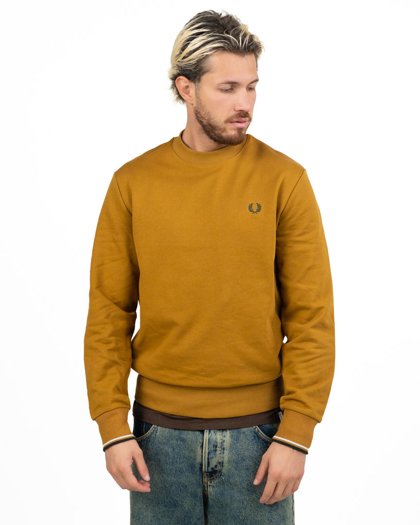 Fred Perry – Felpa Girocollo in Cotone Giallo Senape