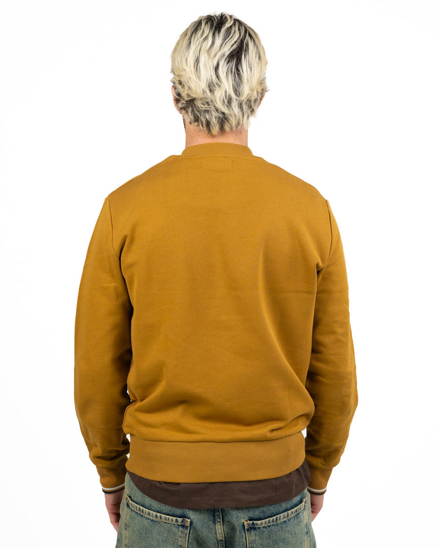 Fred Perry – Felpa Girocollo in Cotone Giallo Senape