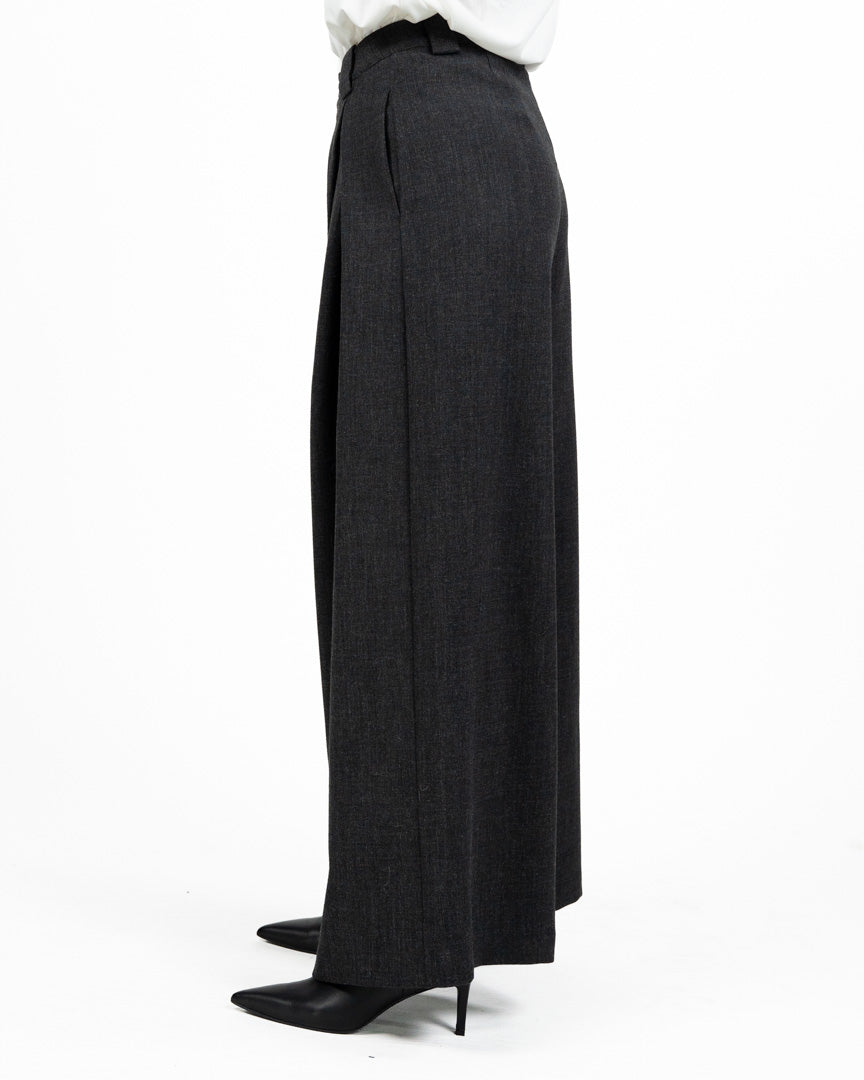 Pantalone Palazzo Oversize Antracite con Maxi-Pinces - Eleh