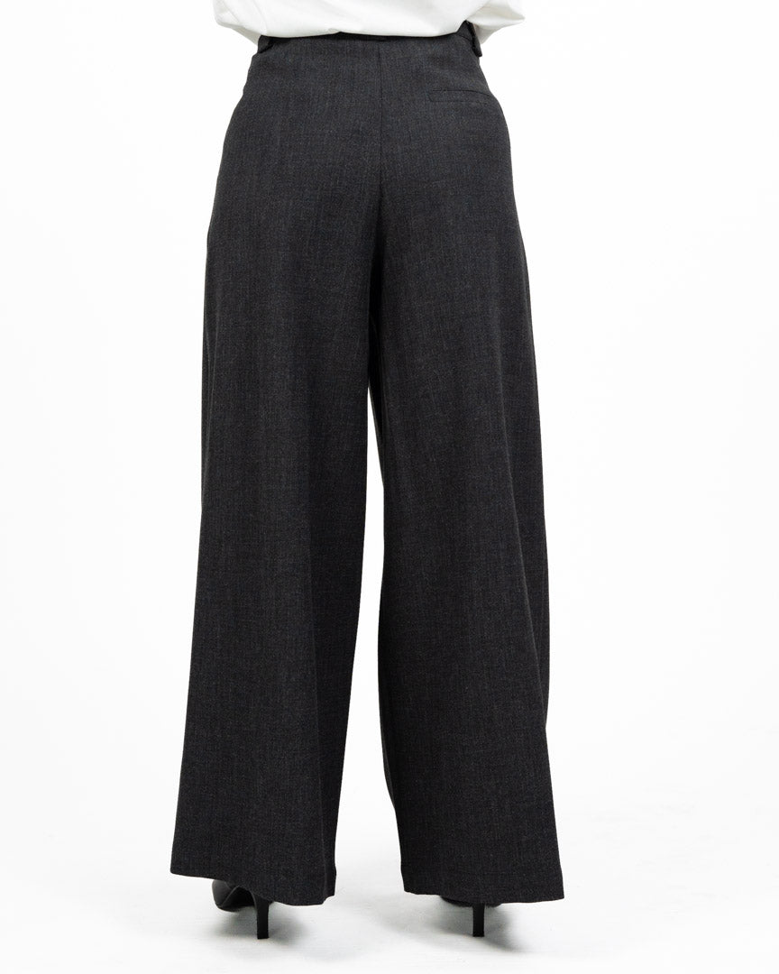 Pantalone Palazzo Oversize Antracite con Maxi-Pinces - Eleh