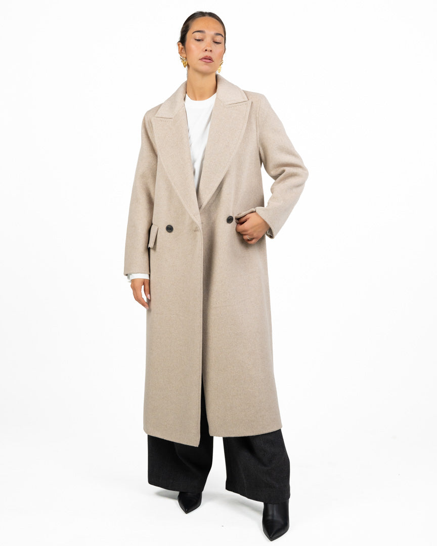 Cappotto Lungo Doppio Petto in Beige - Vicolo