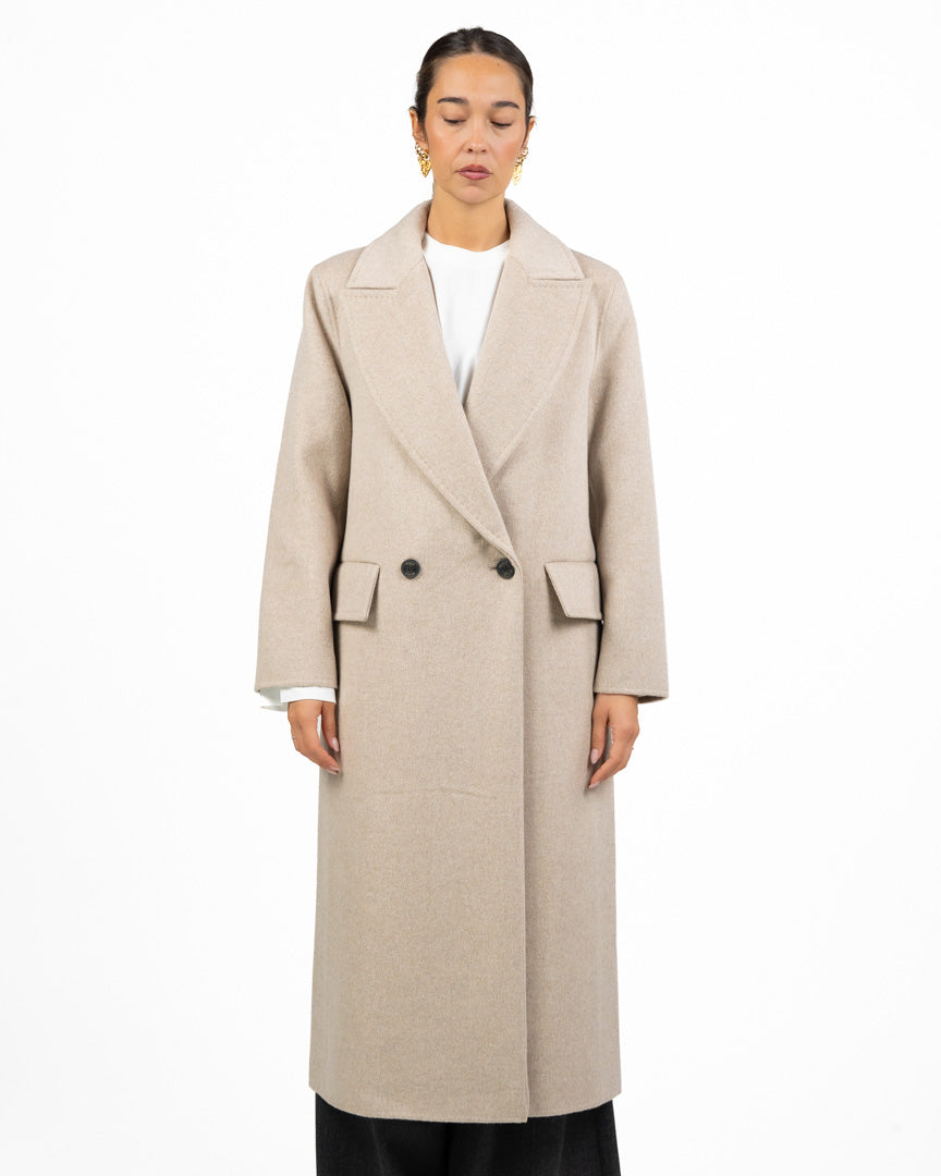 Cappotto Lungo Doppio Petto in Beige - Vicolo