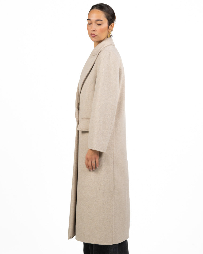 Cappotto Lungo Doppio Petto in Beige - Vicolo