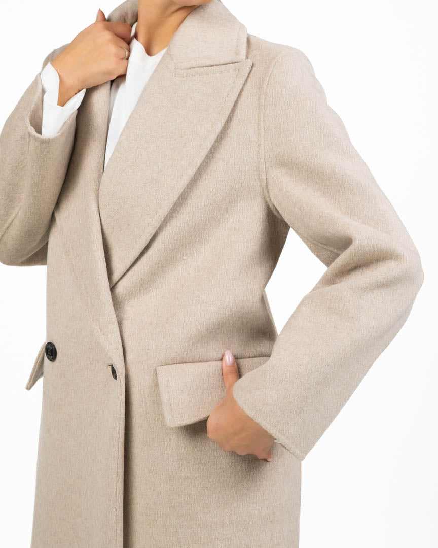 Cappotto Lungo Doppio Petto in Beige - Vicolo
