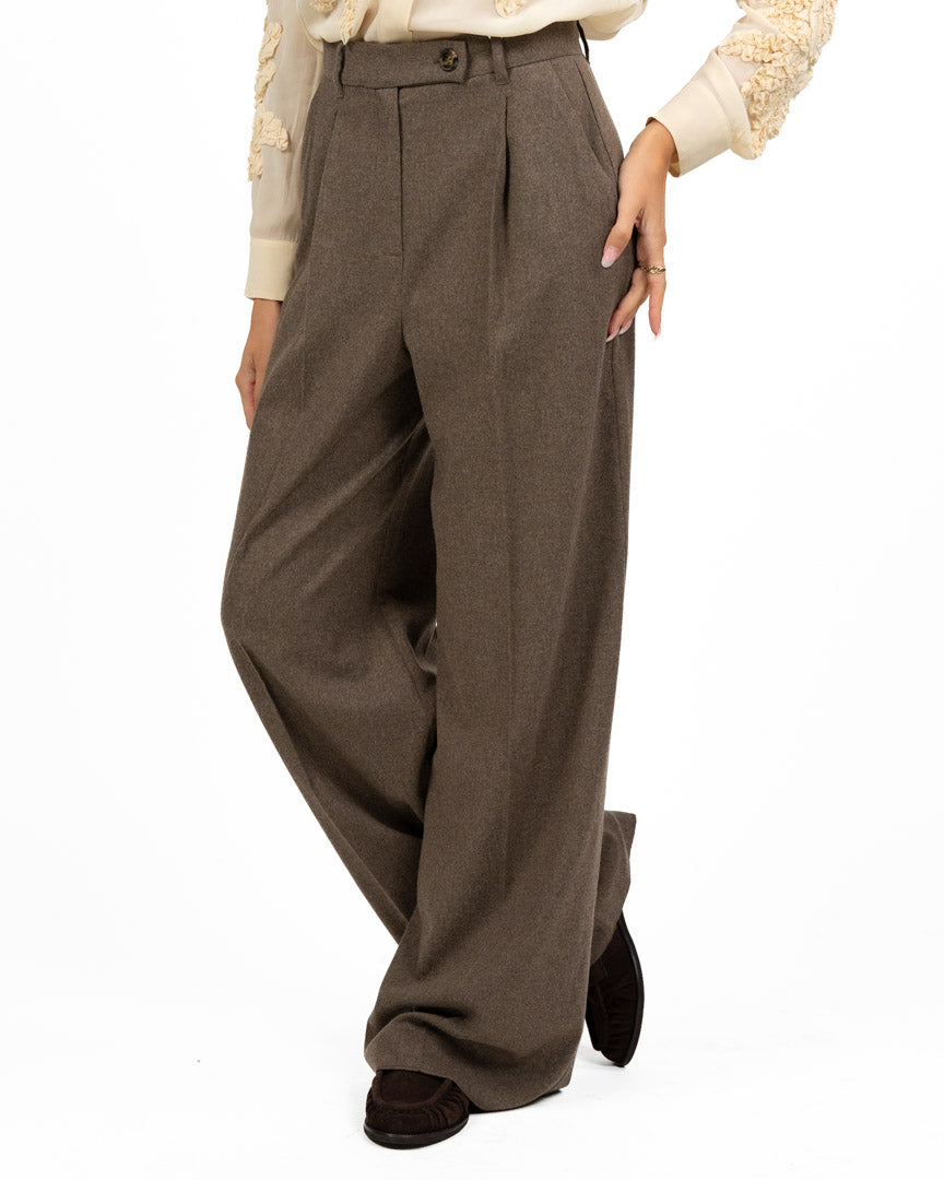 Pantalone Sartoriale a Gamba Larga Marrone - Emme Marella