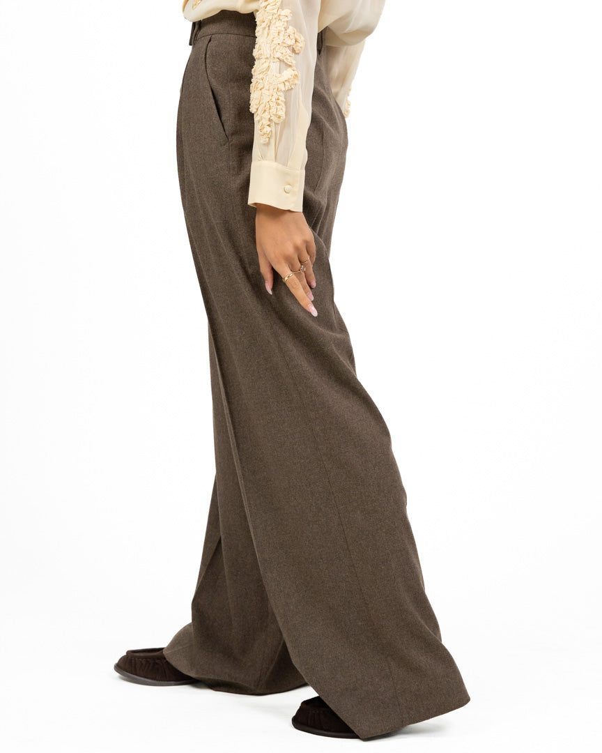 Pantalone Sartoriale a Gamba Larga Marrone - Emme Marella