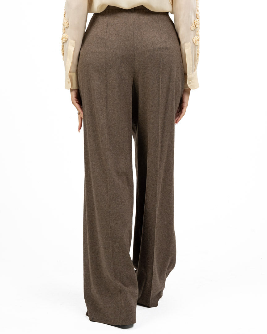 Pantalone Sartoriale a Gamba Larga Marrone - Emme Marella