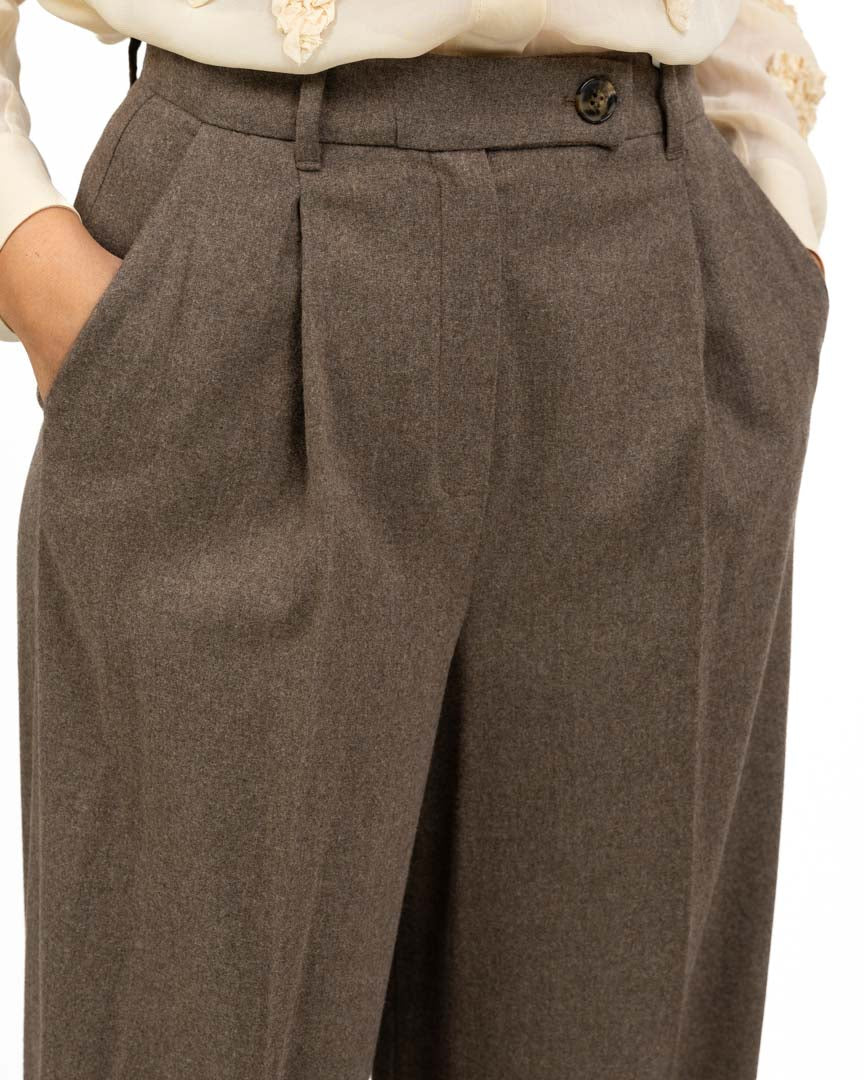 Pantalone Sartoriale a Gamba Larga Marrone - Emme Marella