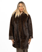 Cappotto Reversibile in Ecopelliccia e Camoscio con Cappuccio - Montereggi