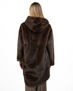 Cappotto Reversibile in Ecopelliccia e Camoscio con Cappuccio - Montereggi