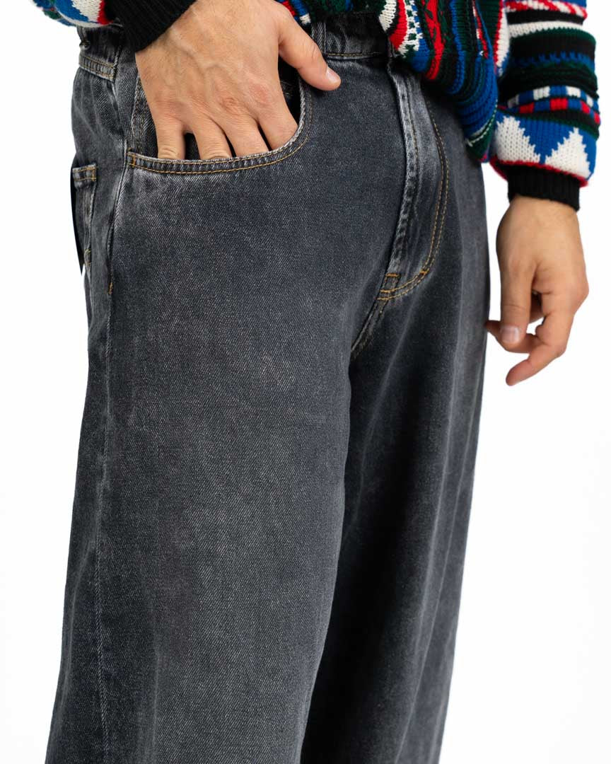 Jeans Baggy Wide Leg in Denim Lavaggio Antracite / Washed Black - Imperial