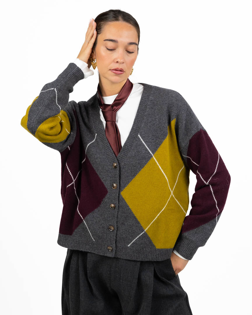 Cardigan in Maglia a Quadri / Rombi - Vicolo