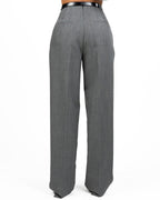Pantalone Elisabetta Franchi Palazzo in Panno Grigio con Pinces e Cintura