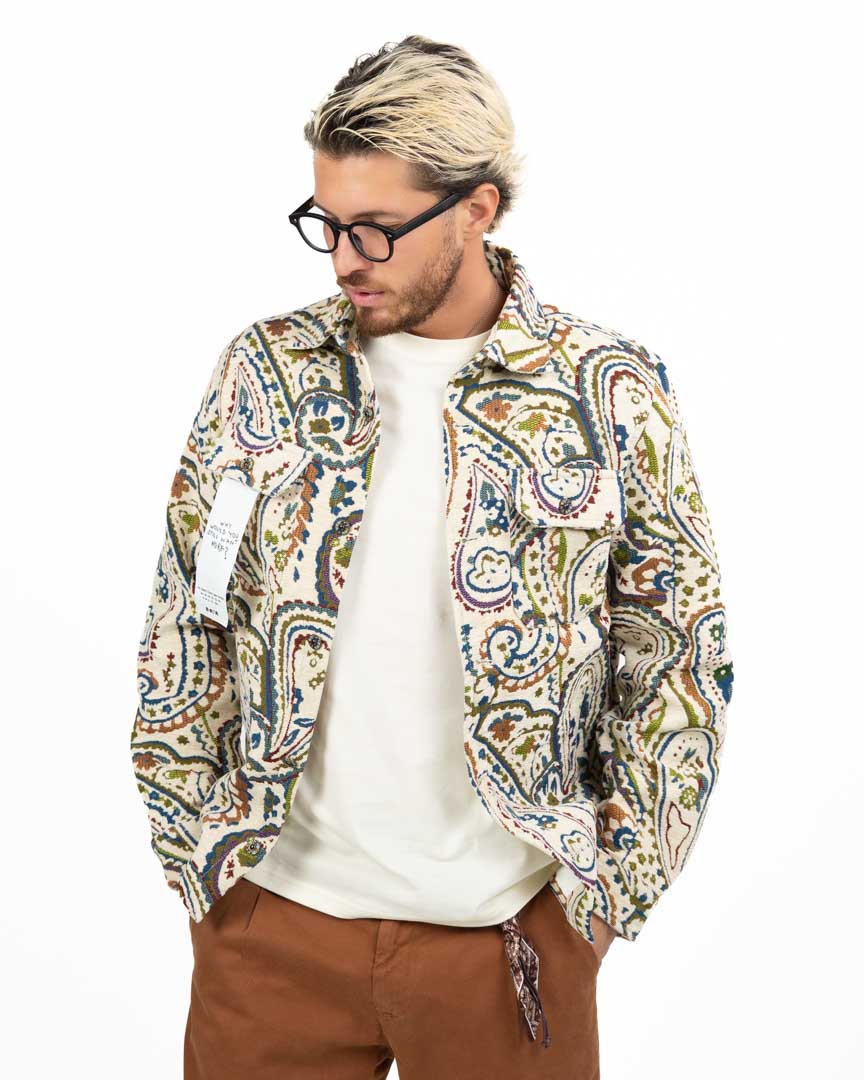 Overshort / Camicia-Giacca in Tessuto Jacquard con Fantasia Paisley - Berna