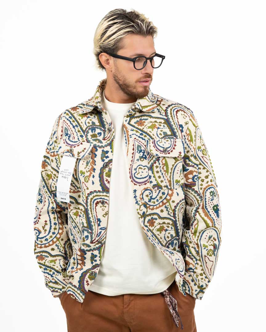 Overshort / Camicia-Giacca in Tessuto Jacquard con Fantasia Paisley - Berna