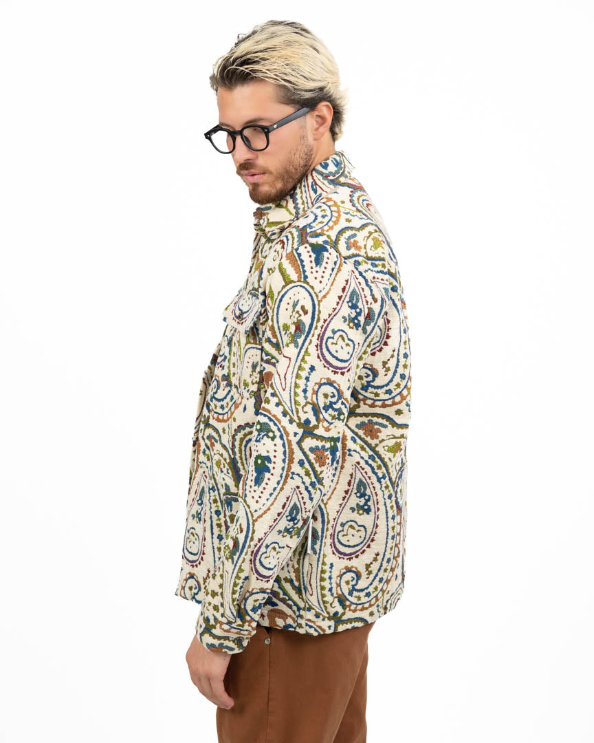 Overshort / Camicia-Giacca in Tessuto Jacquard con Fantasia Paisley - Berna