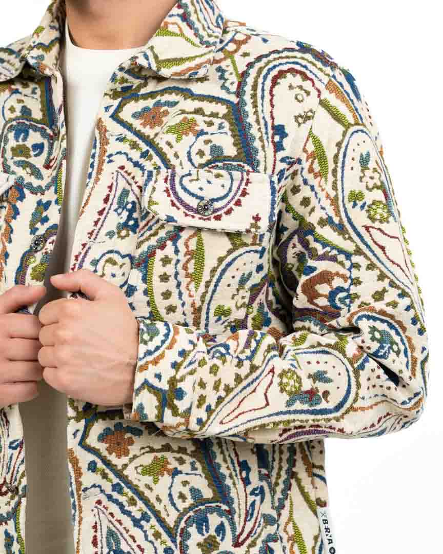 Overshort / Camicia-Giacca in Tessuto Jacquard con Fantasia Paisley - Berna
