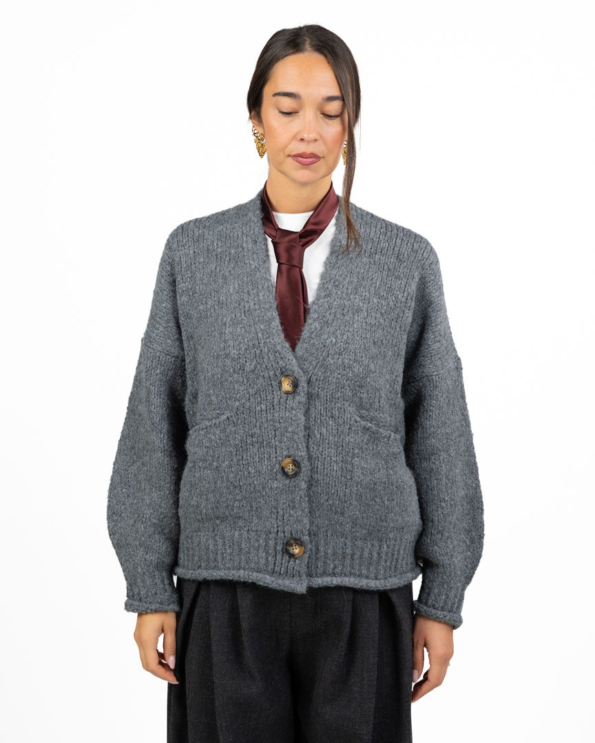 Cardigan Oversize in Maglia grigio - Vicolo