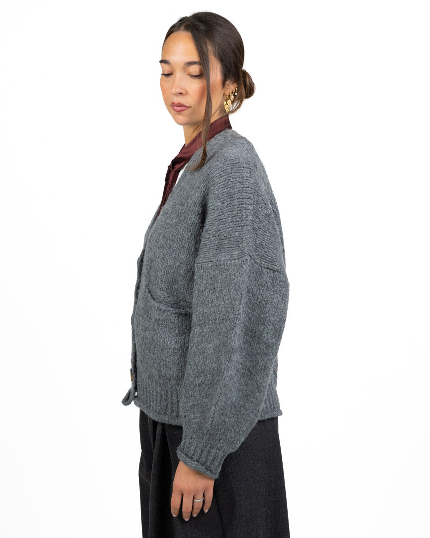 Cardigan Oversize in Maglia grigio - Vicolo