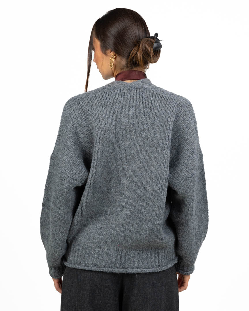 Cardigan Oversize in Maglia grigio - Vicolo