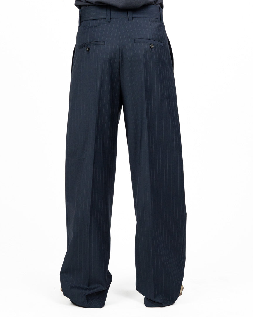 Pantalone Gessato Wide Leg - Blu Notte - Patrizia Pepe