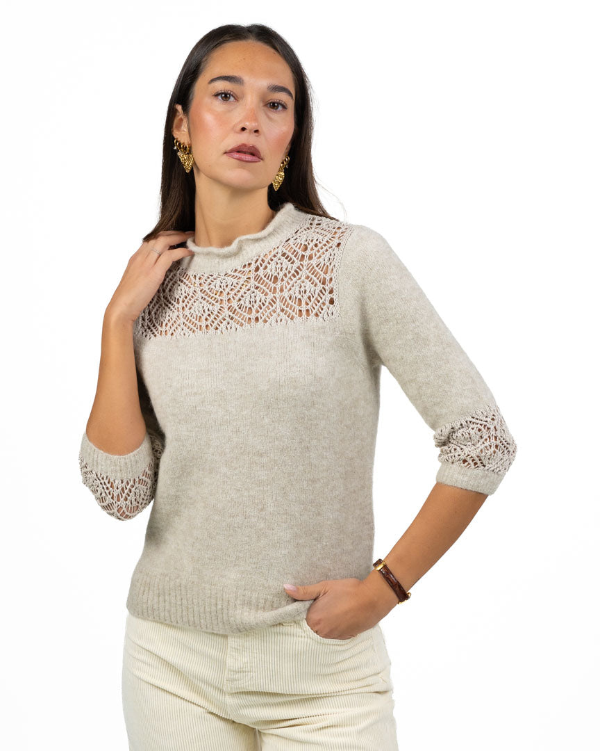 Maglione Lavorato a Maglia con Trafori Geometrici - Marella