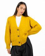 Cardigan Oversize in Maglia Giallo Senape - Vicolo
