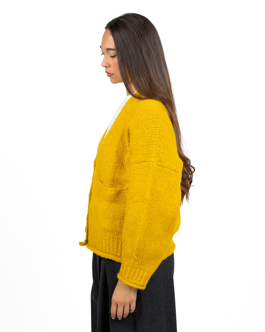 Cardigan Oversize in Maglia Giallo Senape - Vicolo