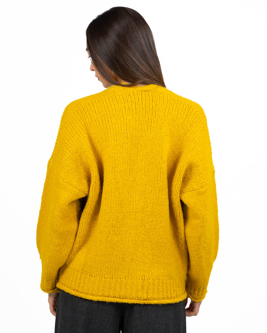 Cardigan Oversize in Maglia Giallo Senape - Vicolo