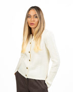 Cardigan Bon Ton in Maglia Lavorata a Rilievi con Bottoni Dorati - Twinset