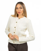 Cardigan Bon Ton in Maglia Lavorata a Rilievi con Bottoni Dorati - Twinset