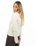Cardigan Bon Ton in Maglia Lavorata a Rilievi con Bottoni Dorati - Twinset
