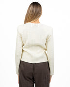 Cardigan Bon Ton in Maglia Lavorata a Rilievi con Bottoni Dorati - Twinset