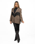 Blazer Oversize con Dettaglio Frange - Vicolo