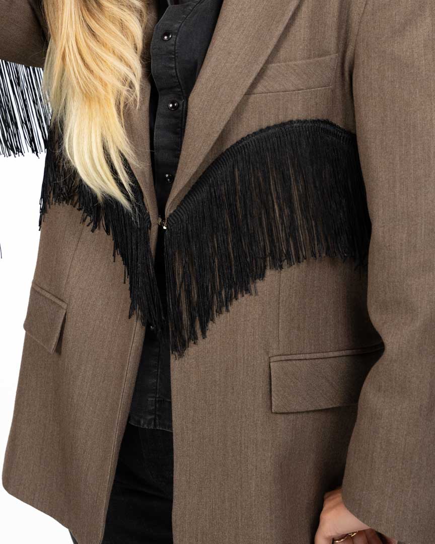 Blazer Oversize con Dettaglio Frange - Vicolo