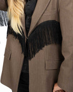 Blazer Oversize con Dettaglio Frange - Vicolo