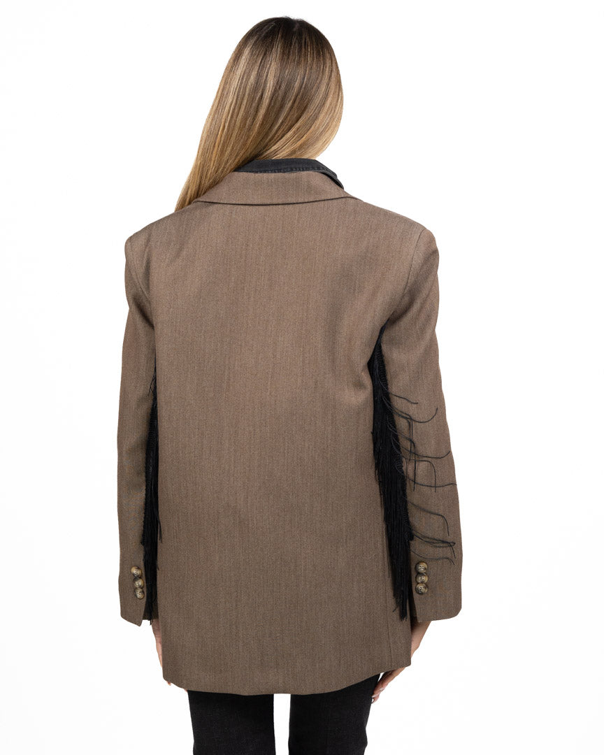 Blazer Oversize con Dettaglio Frange - Vicolo