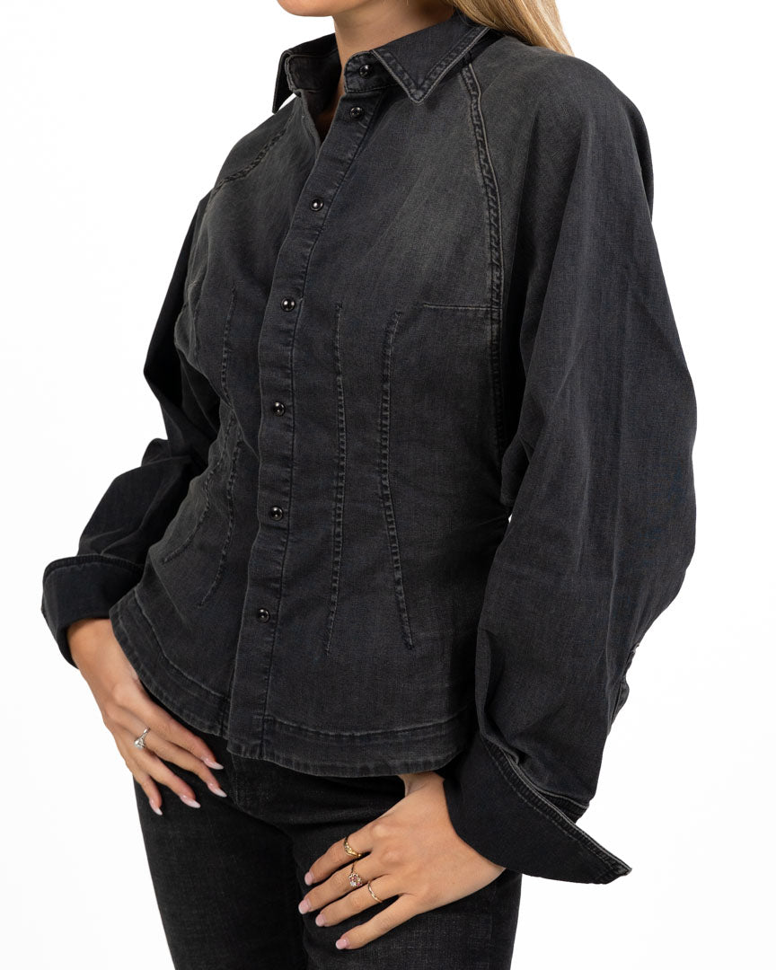 Camicia in Denim Modello Corsetto / Bustier - Vicolo