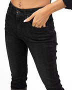 Jeans Slim Fit a Vita Alta Nero / Antracite Lavato - Vicolo