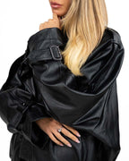 Giambotto Bomber / Trench Corto Oversize in Ecopelle Martellata -