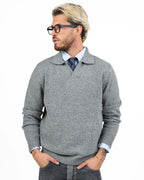 Maglione in Maglia con Colletto da Polo Grigio Melange - Antony Morato