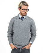 Maglione in Maglia con Colletto da Polo Grigio Melange - Antony Morato
