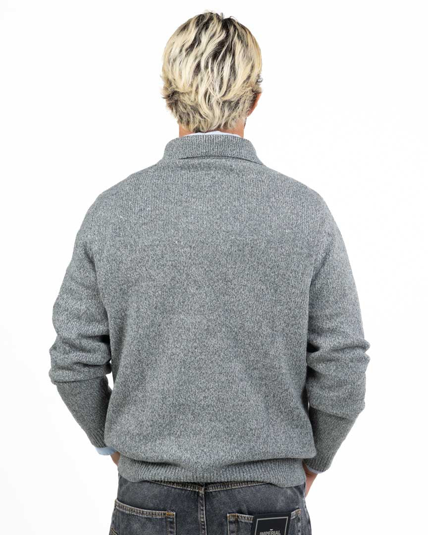 Maglione in Maglia con Colletto da Polo Grigio Melange - Antony Morato