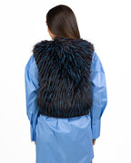 Gilet Smanicato in Eco-Pelliccia Bicolore con Bordo in Maglia - Souvenir