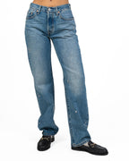 Jeans Straight Leg in Denim Medio con Applicazioni di Borchie e Strass - Levi's