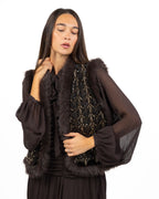 Gilet Corto Gioiello in Ecopelliccia con Ricami di Paillettes - Souvenir