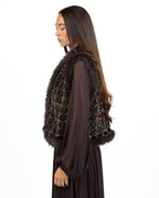 Gilet Corto Gioiello in Ecopelliccia con Ricami di Paillettes - Souvenir