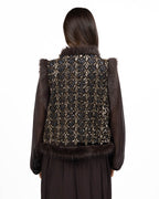 Gilet Corto Gioiello in Ecopelliccia con Ricami di Paillettes - Souvenir