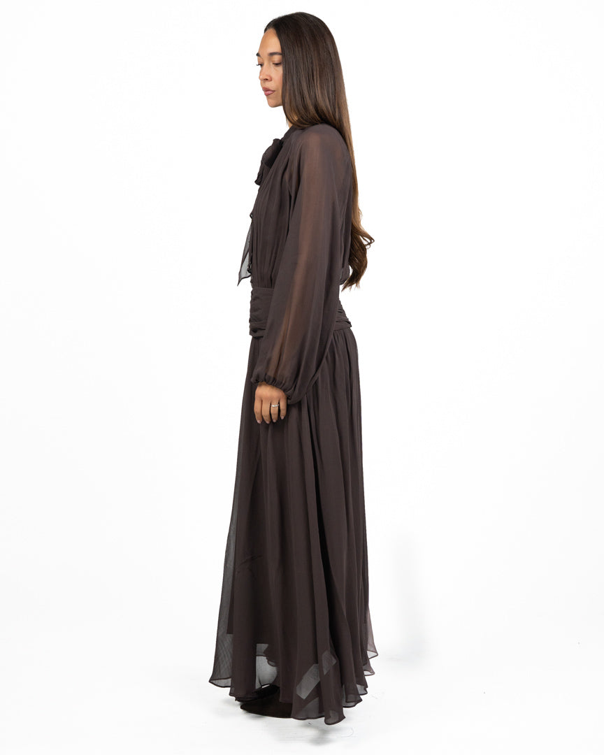 Abito Lungo Scivolato in Chiffon moro - Marella